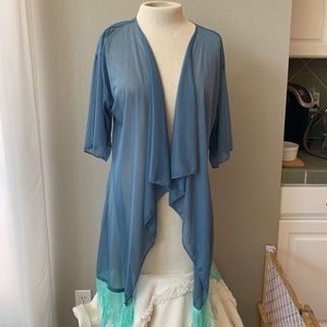 Blue See Through Open Duster Kimono